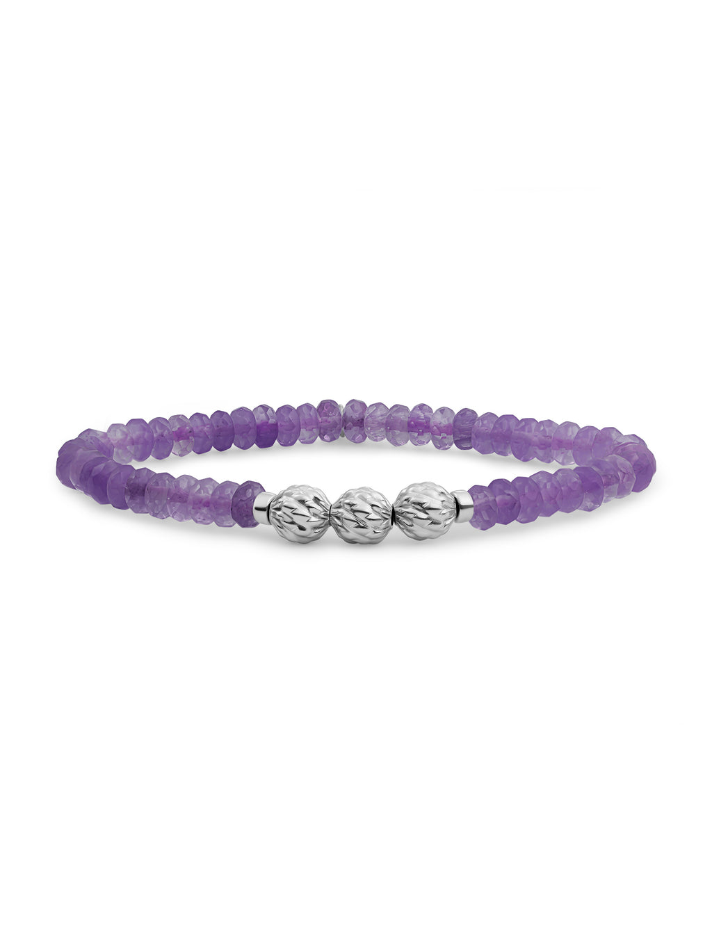 Fuse Beads Armband Amethyst - Rhodium Plated