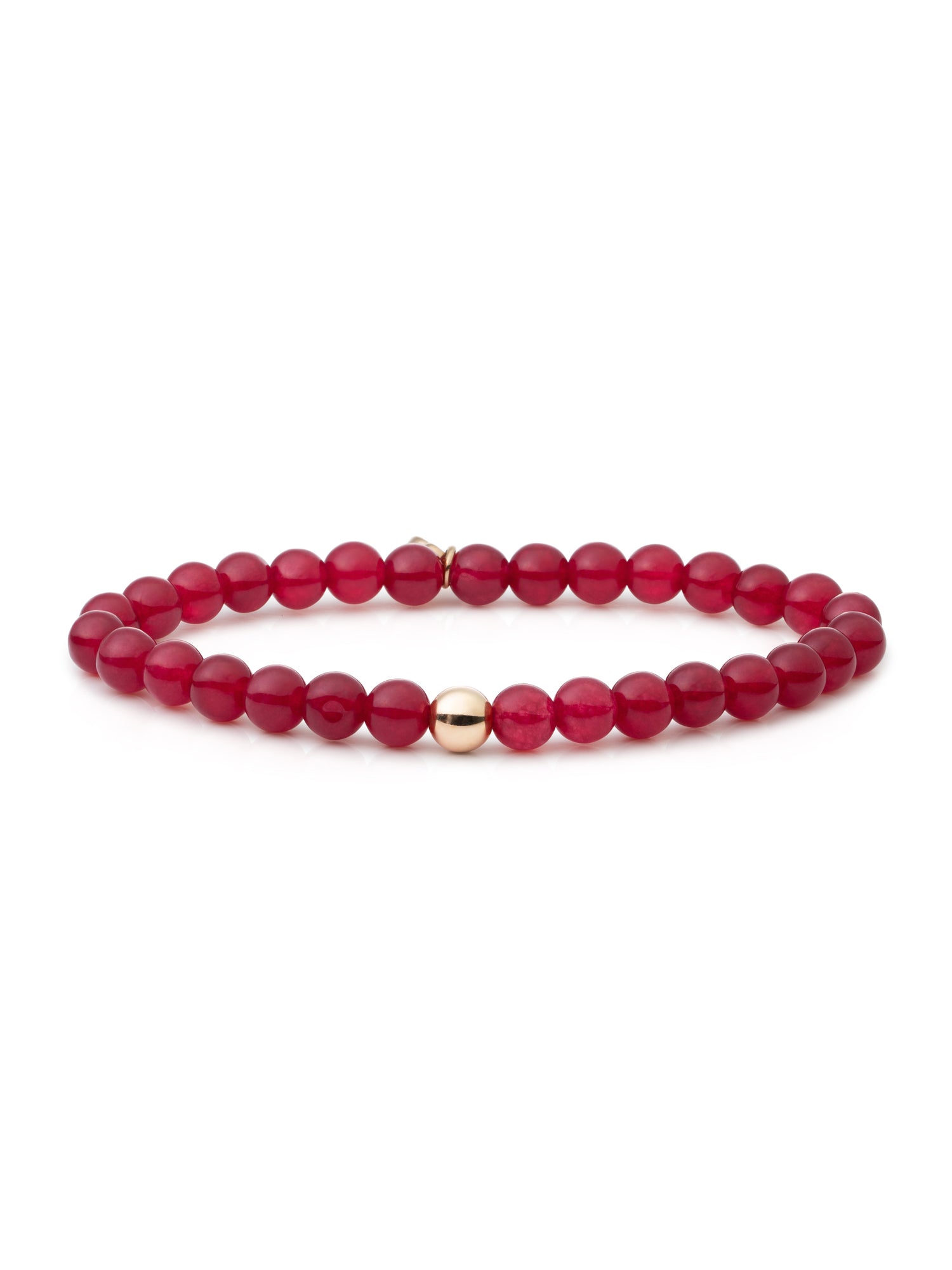 Saturn Armband Large Red Jade - Gold Plated