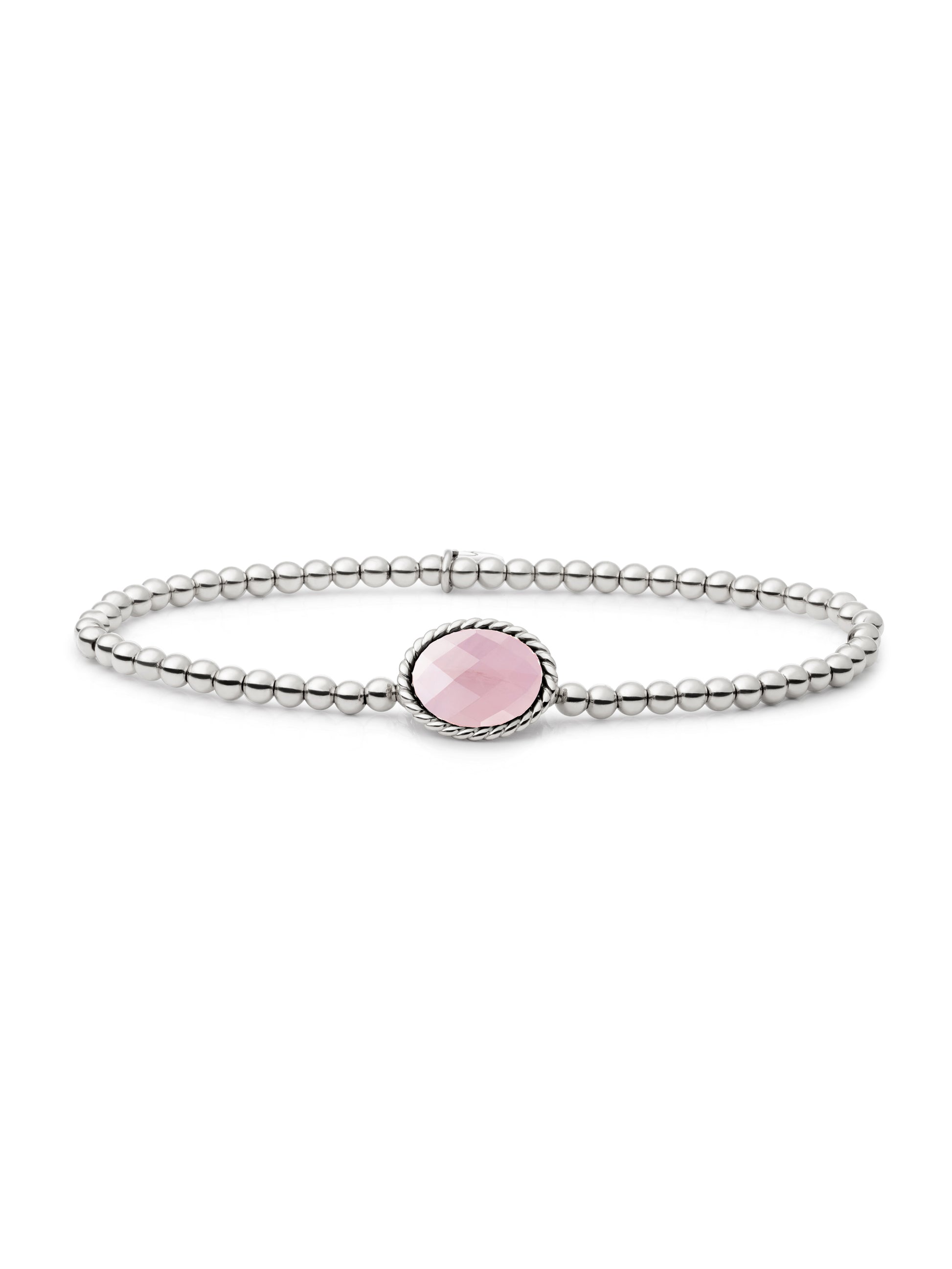 Twist Armband Rose Quartz - Rhodium Plated