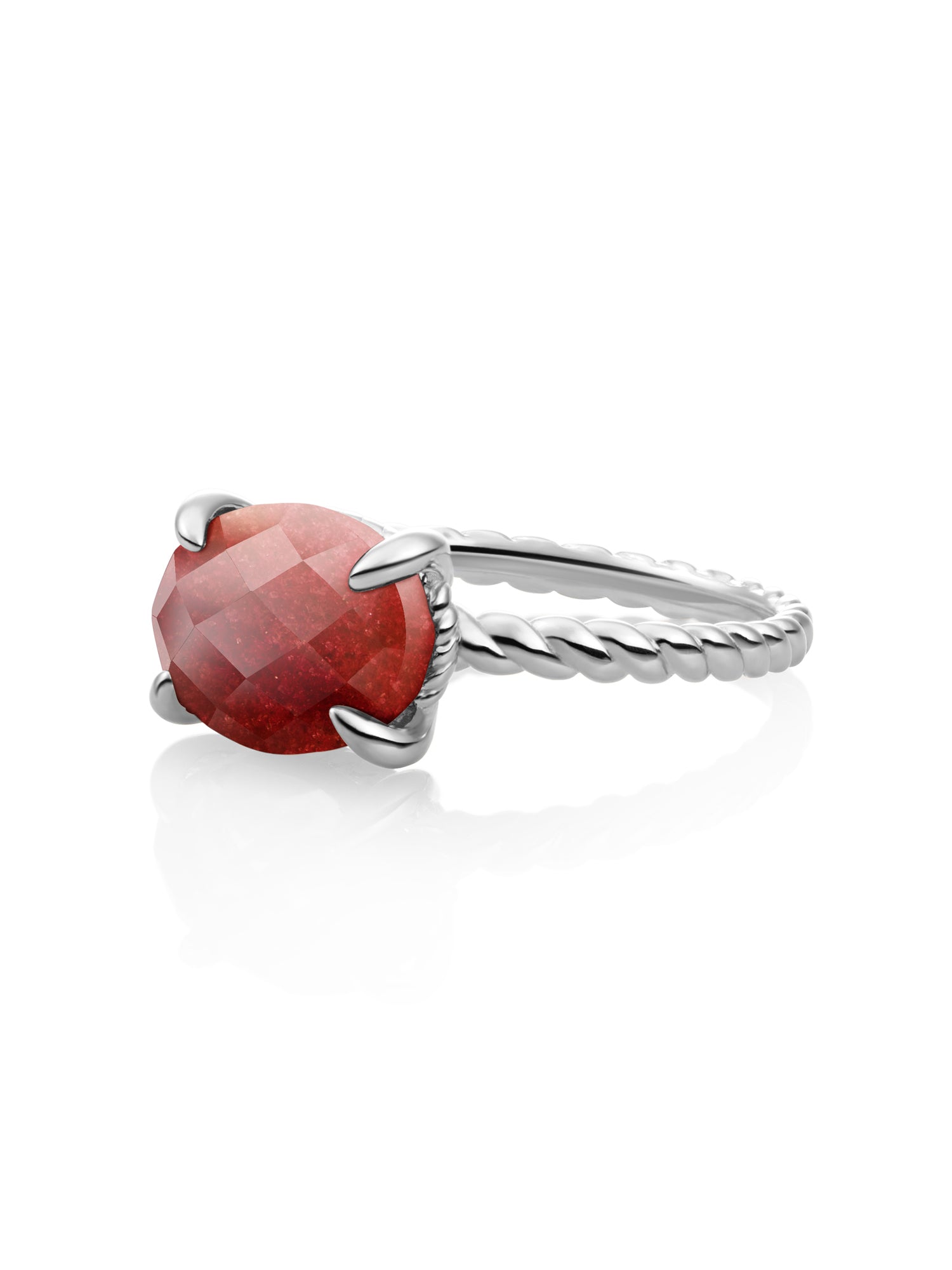 Twist Ring Red Coral Zilver - 52