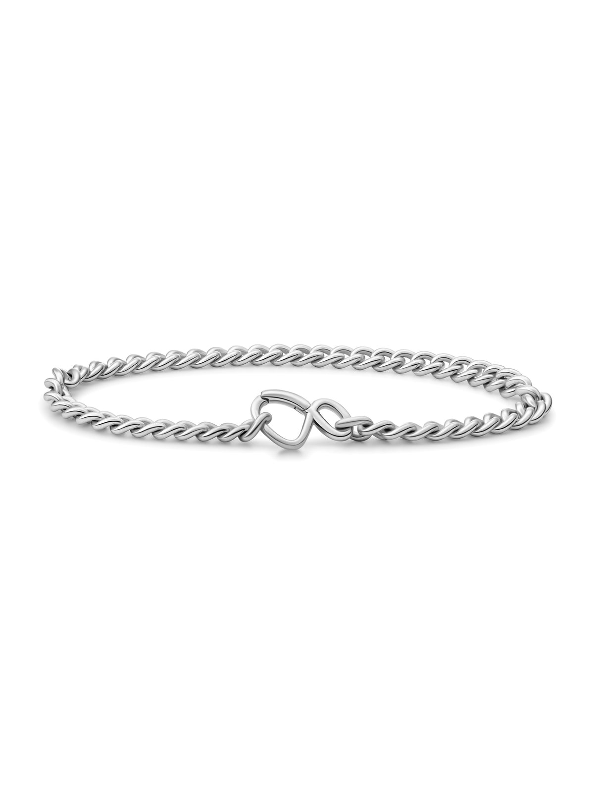 Curb Chain Bracelet - Rhodium Plated / L