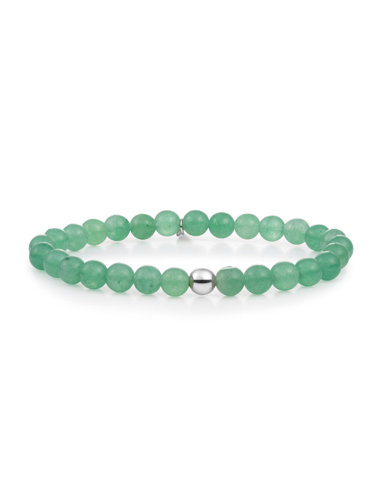 Saturn Armband Large Green Aventurine - Rhodium Plated