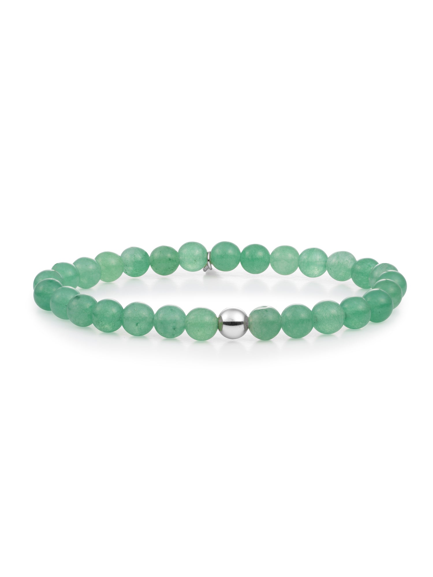 Saturn Armband Large Green Aventurine - Rhodium Plated