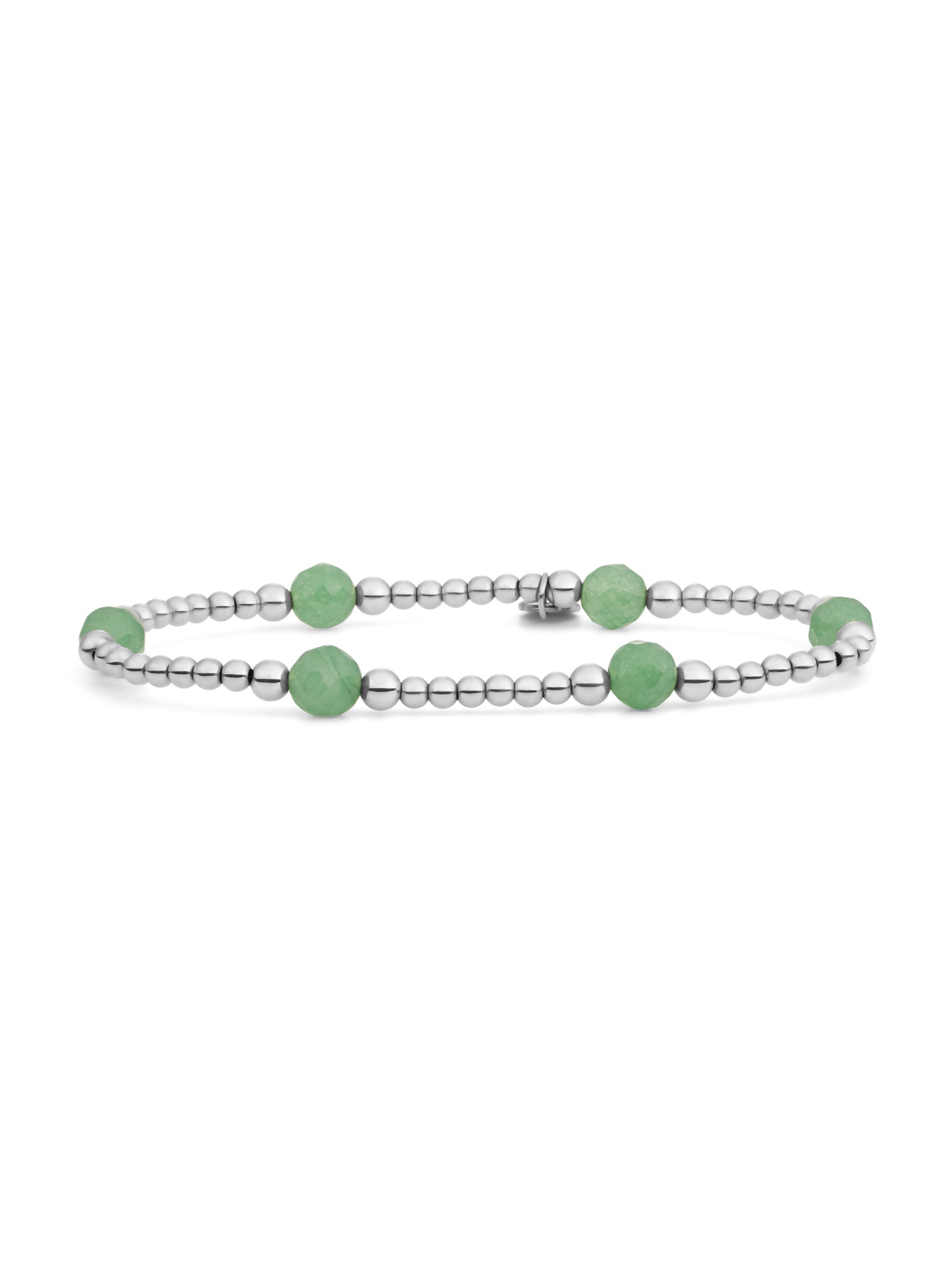 Reverse Bold Mix Armband Green Aventurine - Rhodium Plated