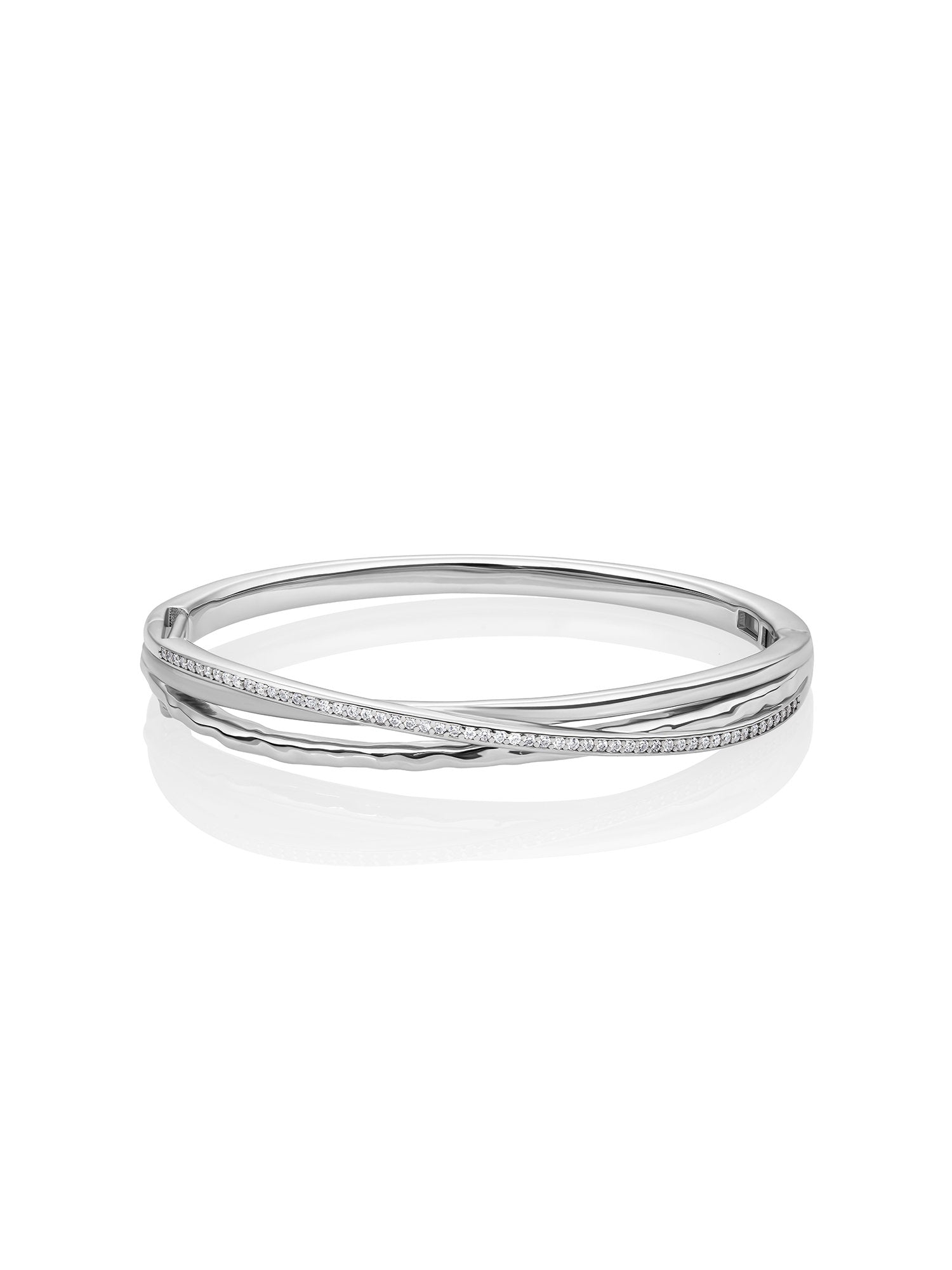 Uneven Bangle Armband - Rhodium Plated / S