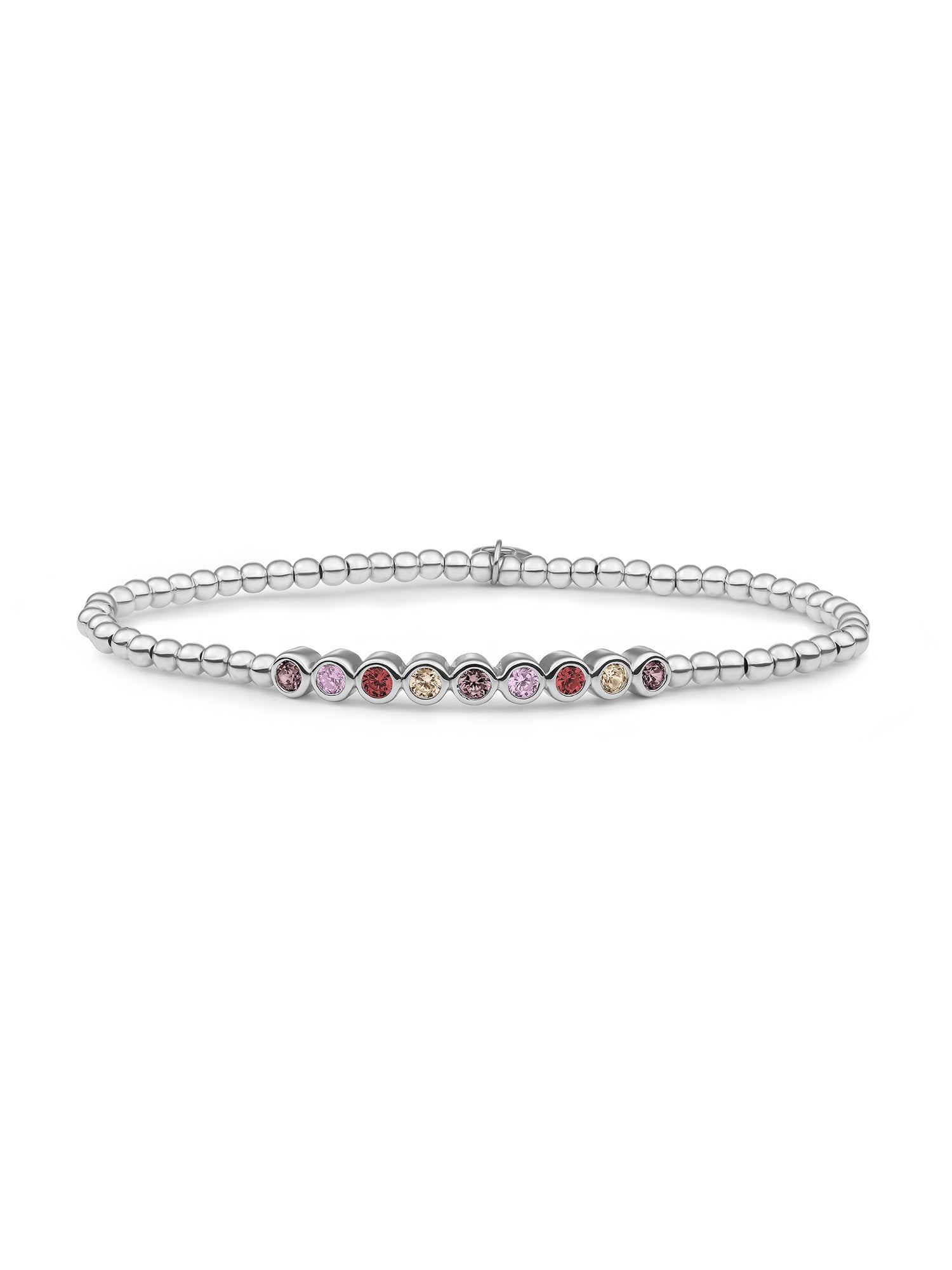 Crystal Tube Armband Multicoloured Zirconia - Rhodium Plated
