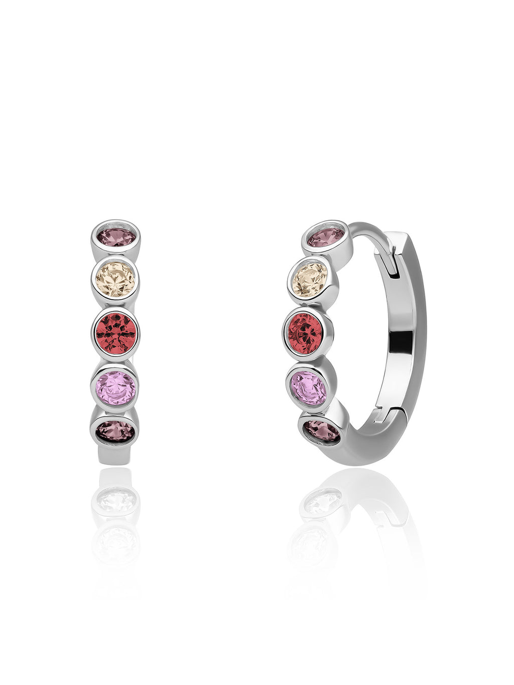 Tube Creolen Multicoloured Zirconia - Rhodium Plated