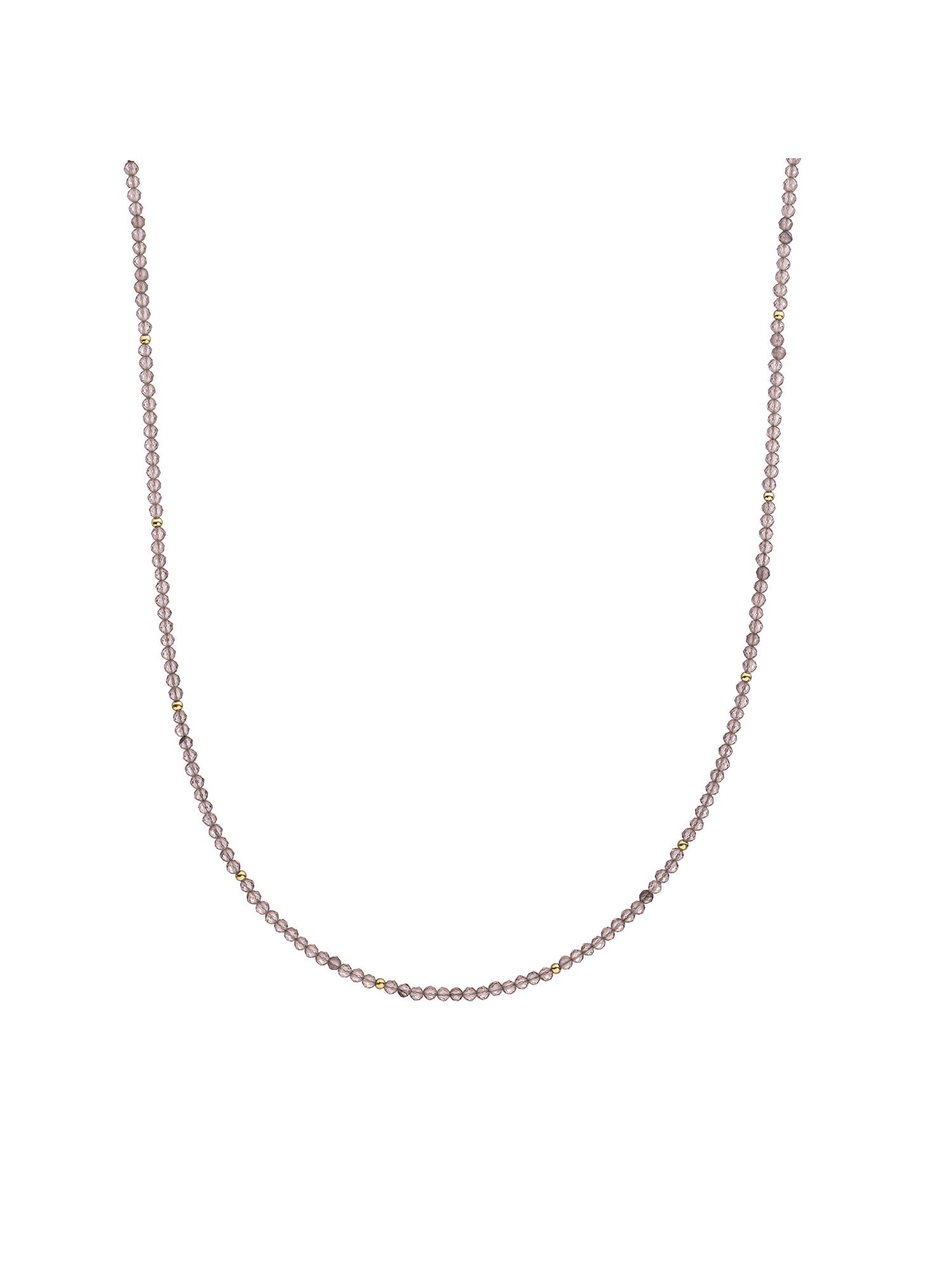 Kralen Ketting 2mm Smoky Quartz 42cm +2cm - Gold Plated