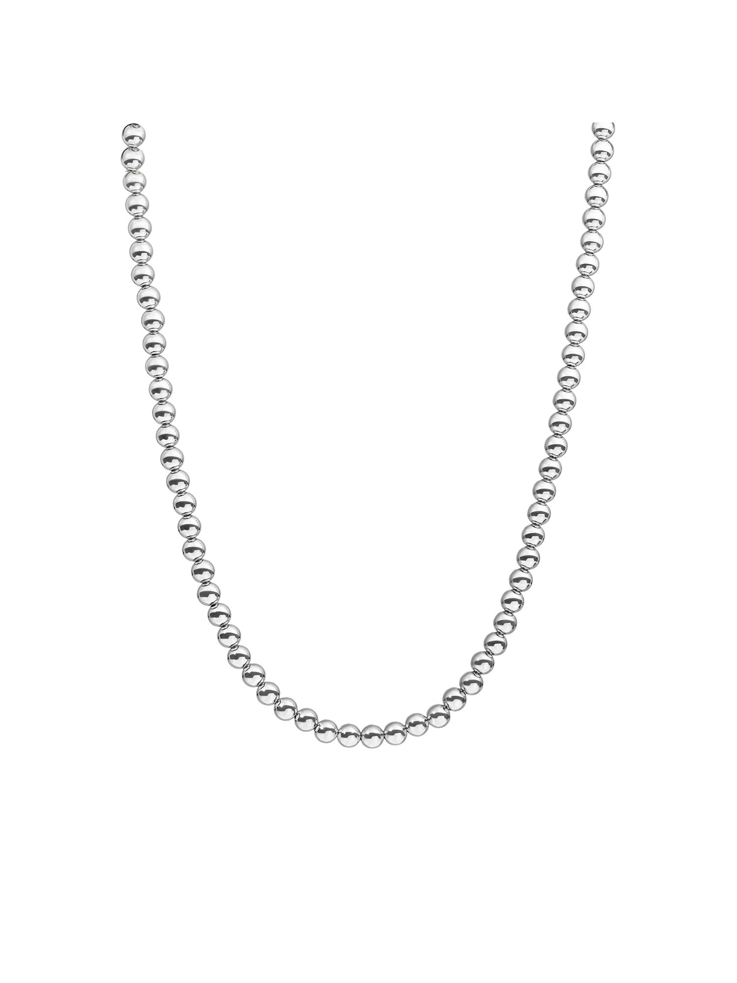 Kralen Ketting 6mm - Rhodium Plated