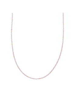 Kralen Ketting 2mm Pink Opalite 42cm +2cm - Gold Plated