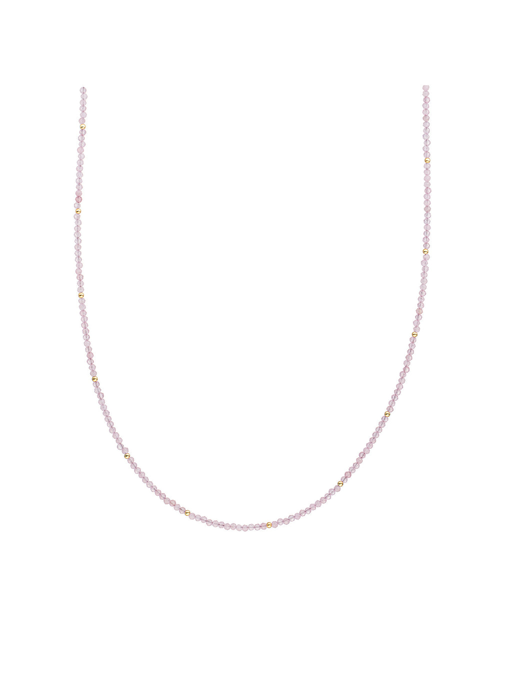 Kralen Ketting 2mm Pink Opalite 42cm +2cm - Gold Plated