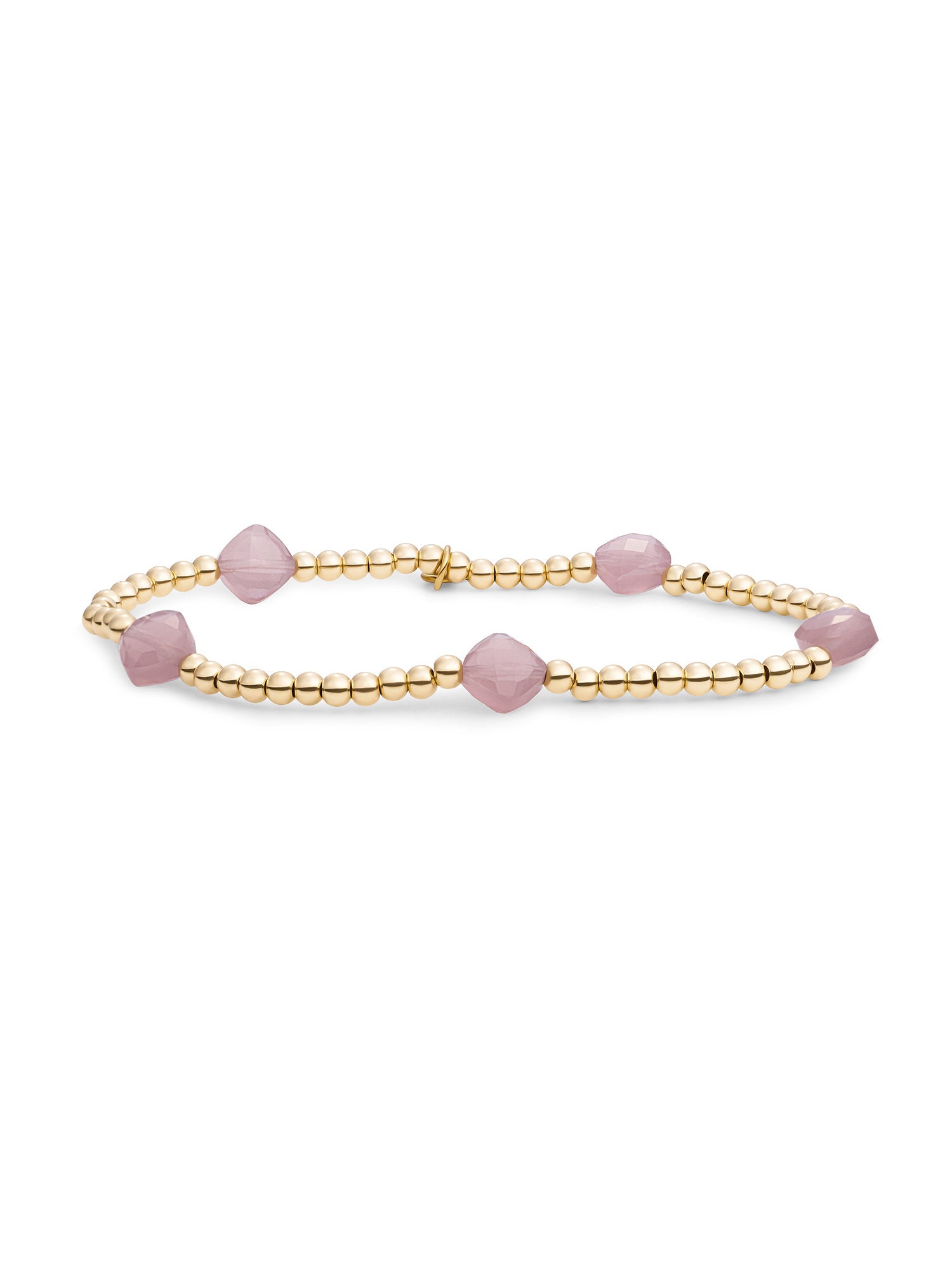 Cushion Cut Armband Pink Opalite - Gold Plated