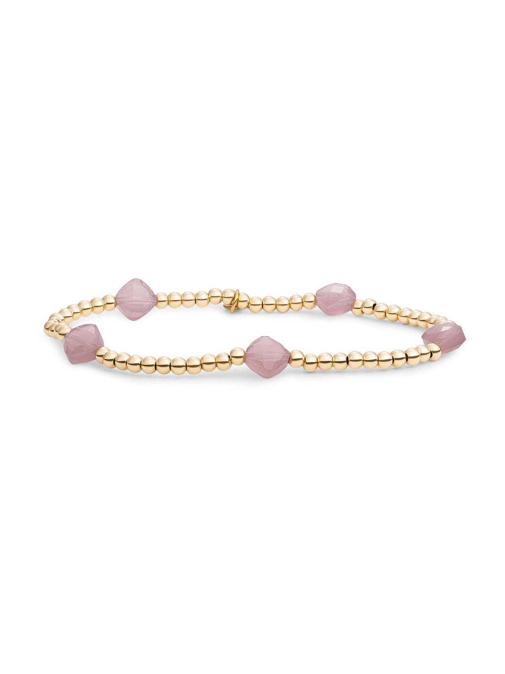 Cushion Cut Armband Pink Opalite - Gold Plated