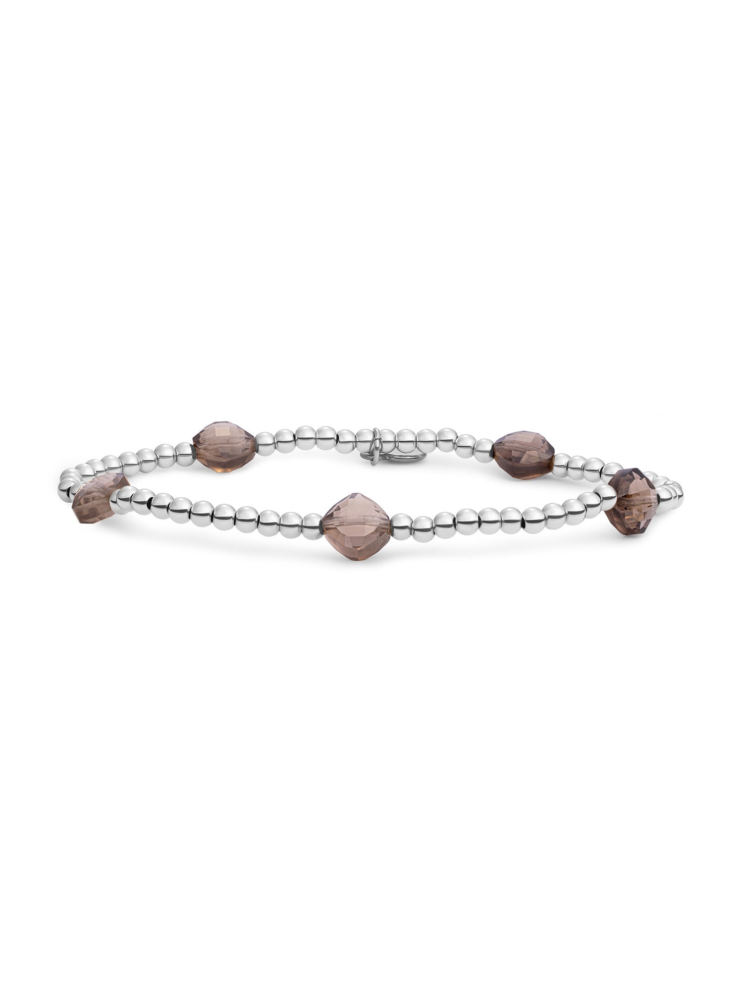 Cushion Cut Armband Smoky Quartz - Rhodium Plated