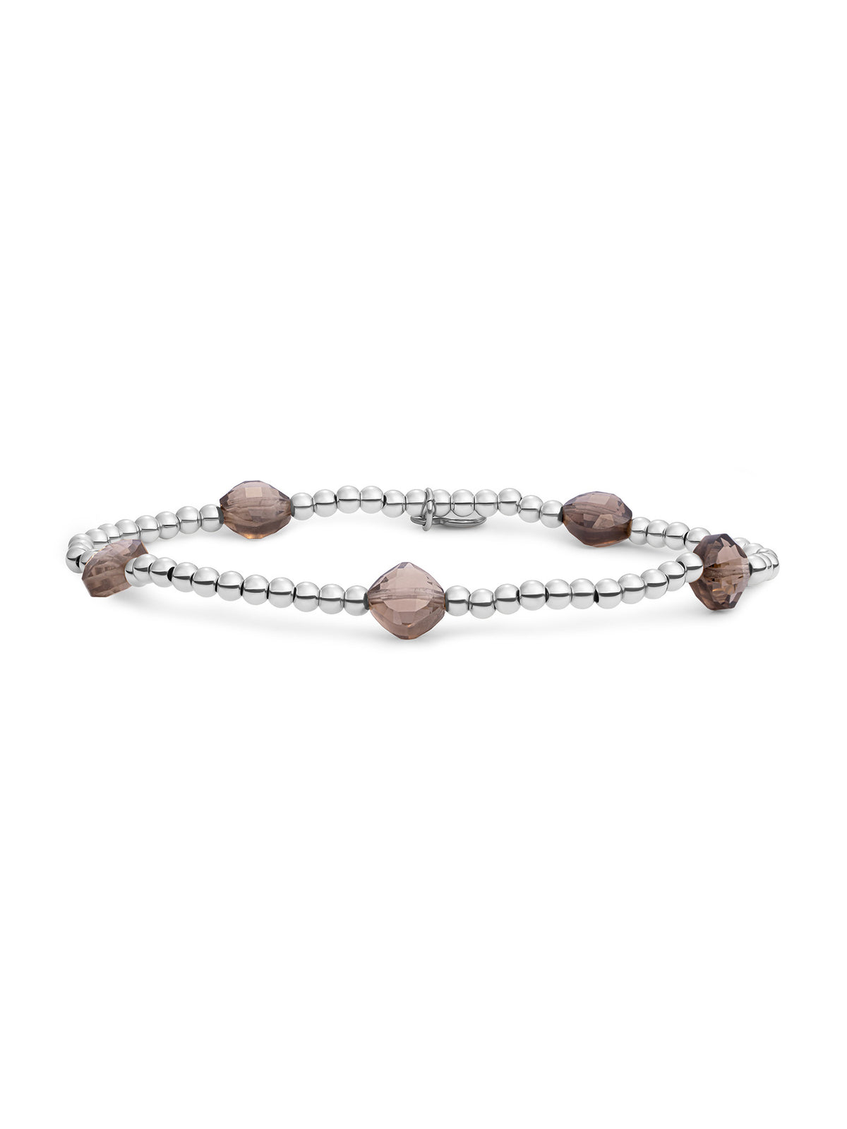 Cushion Cut Armband Smoky Quartz - Rhodium Plated