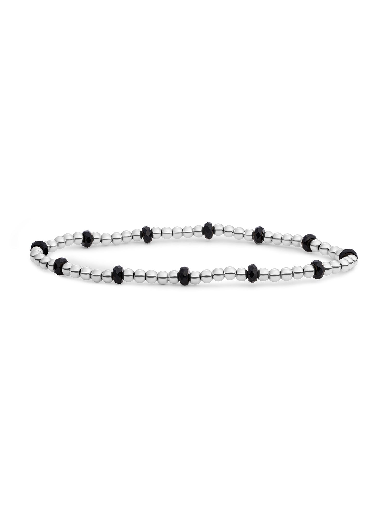 Reverse Roundel Armband Onyx - Rhodium Plated