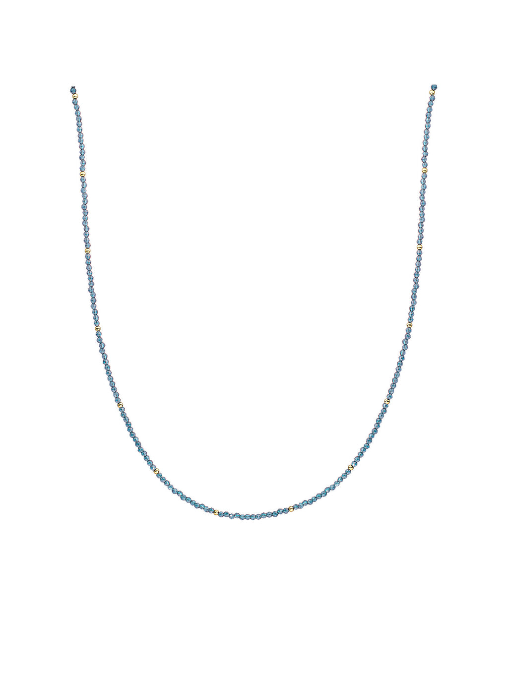Kralen Ketting 2mm Ocean Topaz Quartz 42cm +2cm - Gold Plated