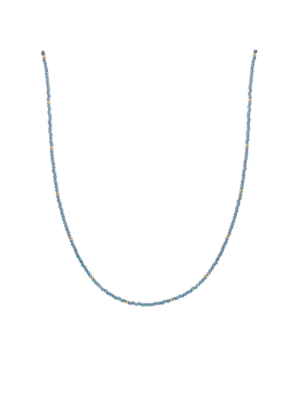 Kralen Ketting 2mm Ocean Topaz Quartz 42cm +2cm - Gold Plated