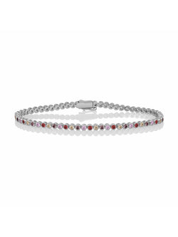Tennis Armband Multicoloured Zirconia - Spice - Rhodium Plated / S