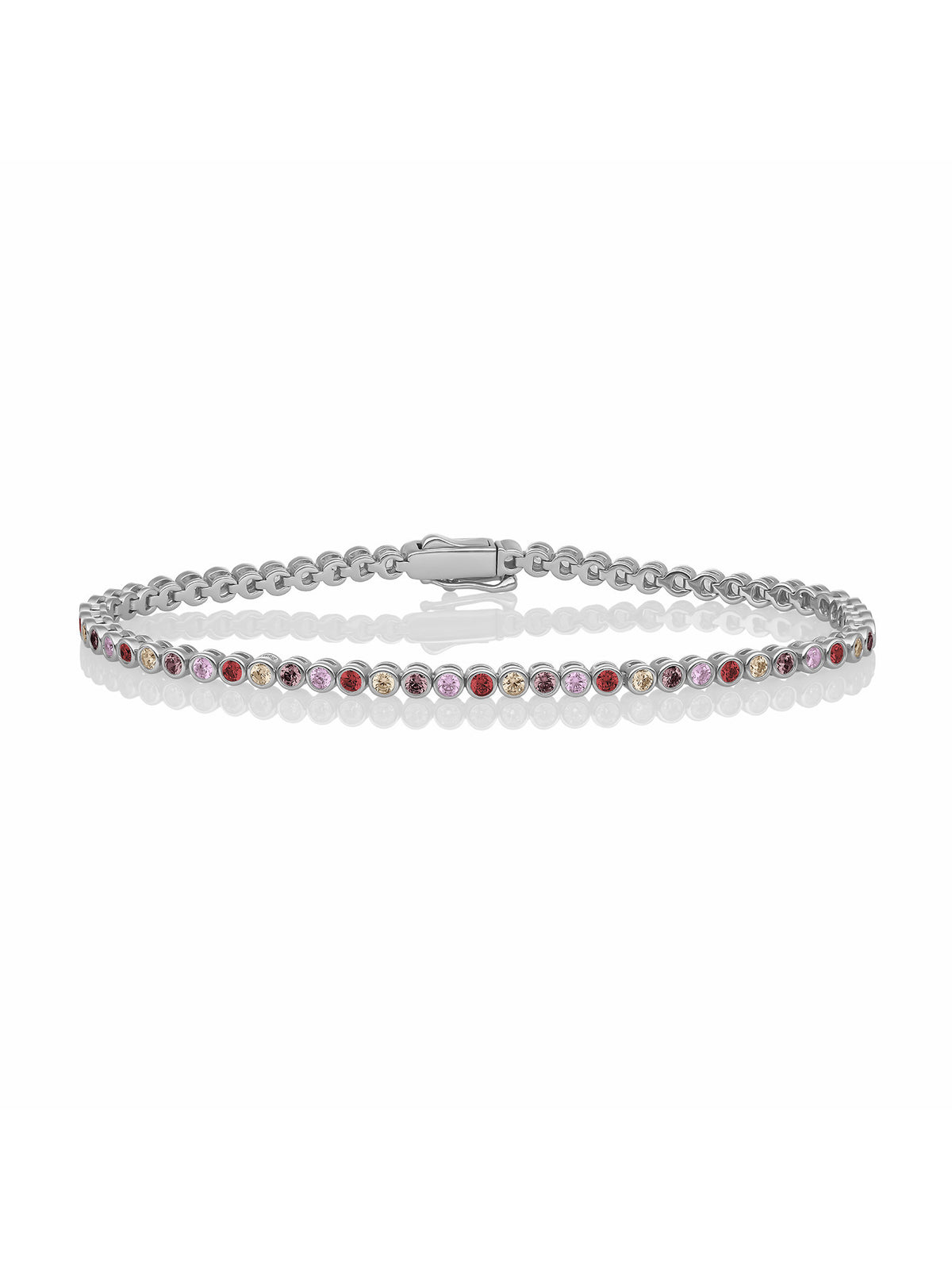 Tennis Armband Multicoloured Zirconia - Spice - Rhodium Plated / S