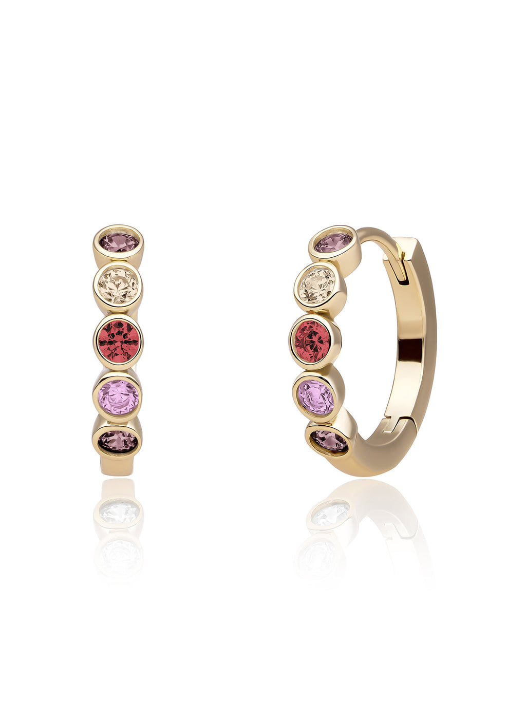 Tube Creolen Multicoloured Zirconia - Spice - Gold Plated