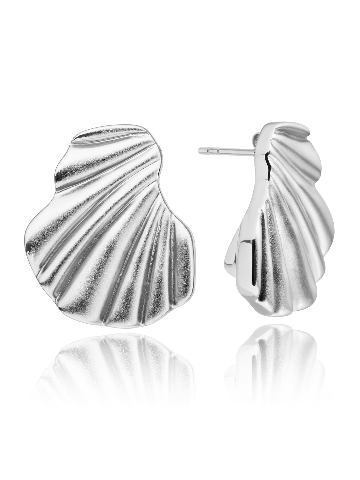 Dune Push Back Oorbellen - Rhodium Plated