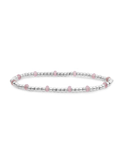 Reverse Roundel Armband Pink Opalite - Rhodium Plated