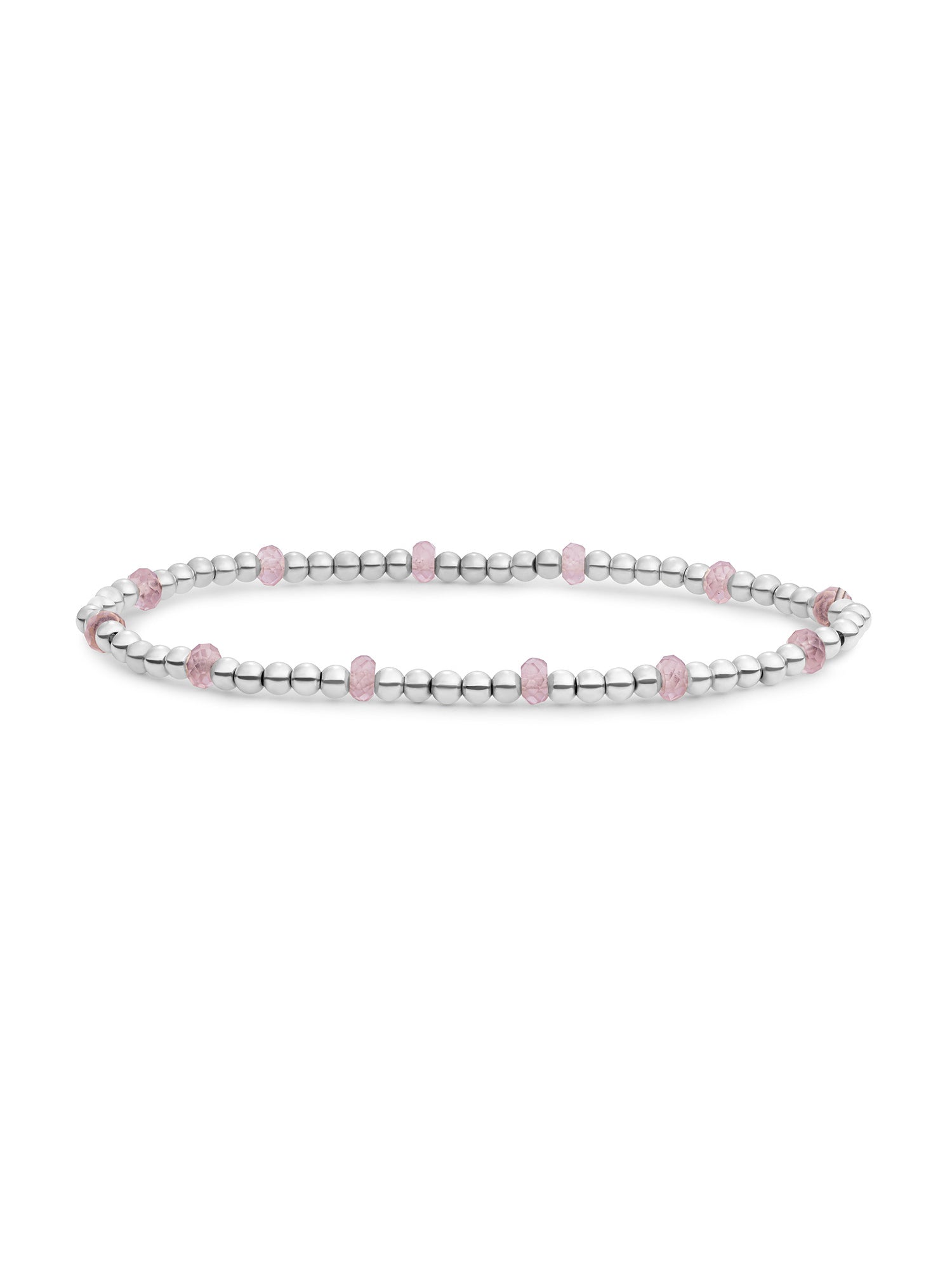 Reverse Roundel Armband Pink Opalite - Rhodium Plated