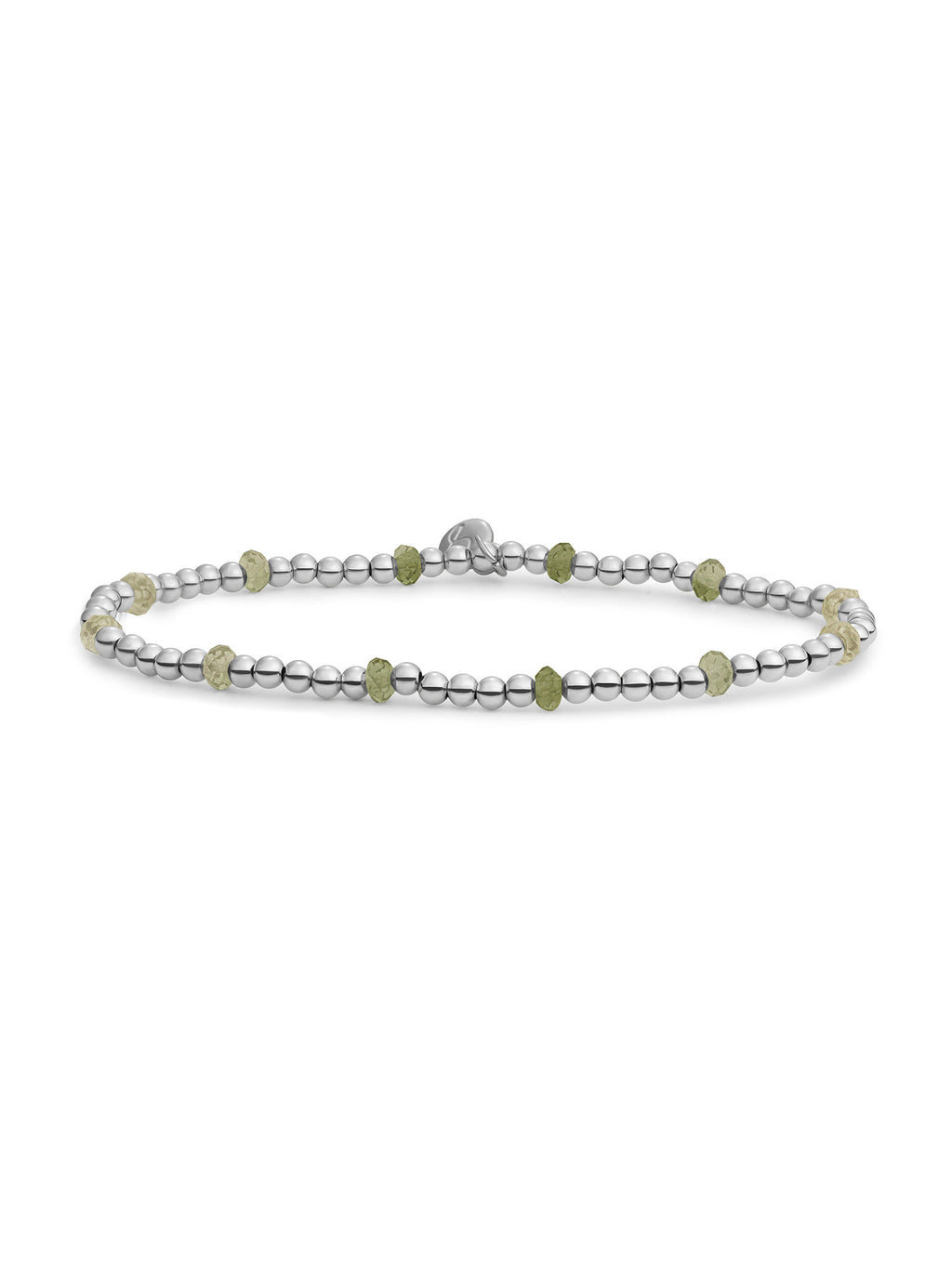 Reverse Roundel Armband Lime Jade - Rhodium Plated