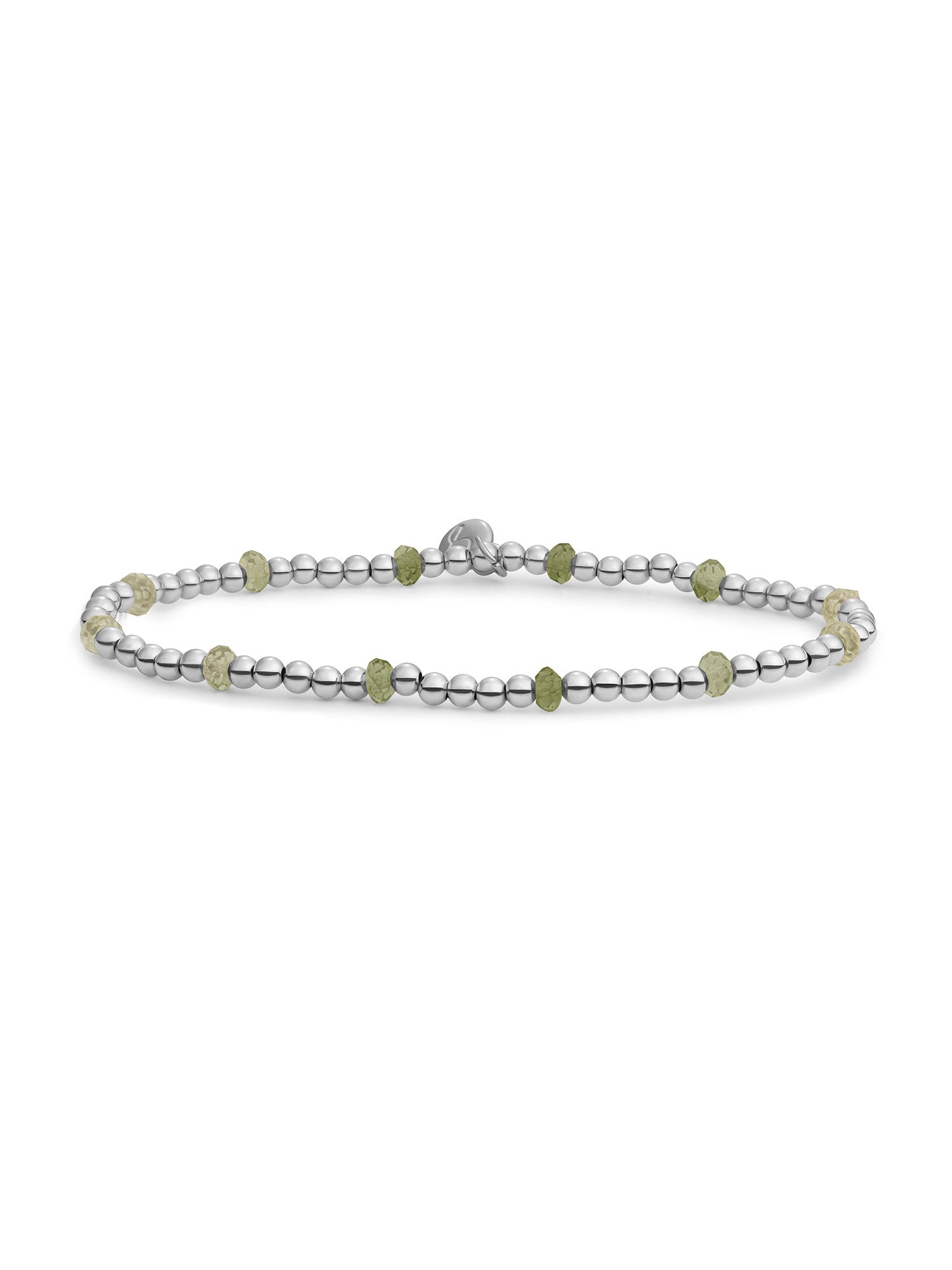 Reverse Roundel Armband Lime Jade - Rhodium Plated