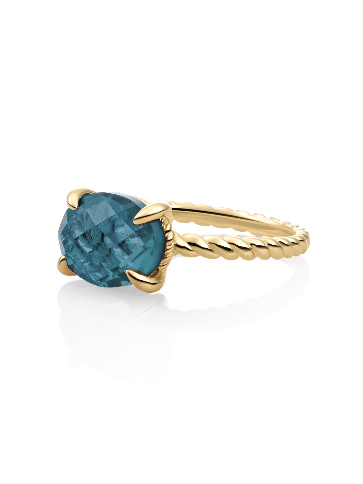 Twist Ring Ocean Topaz Quartz 9K Goud - 56