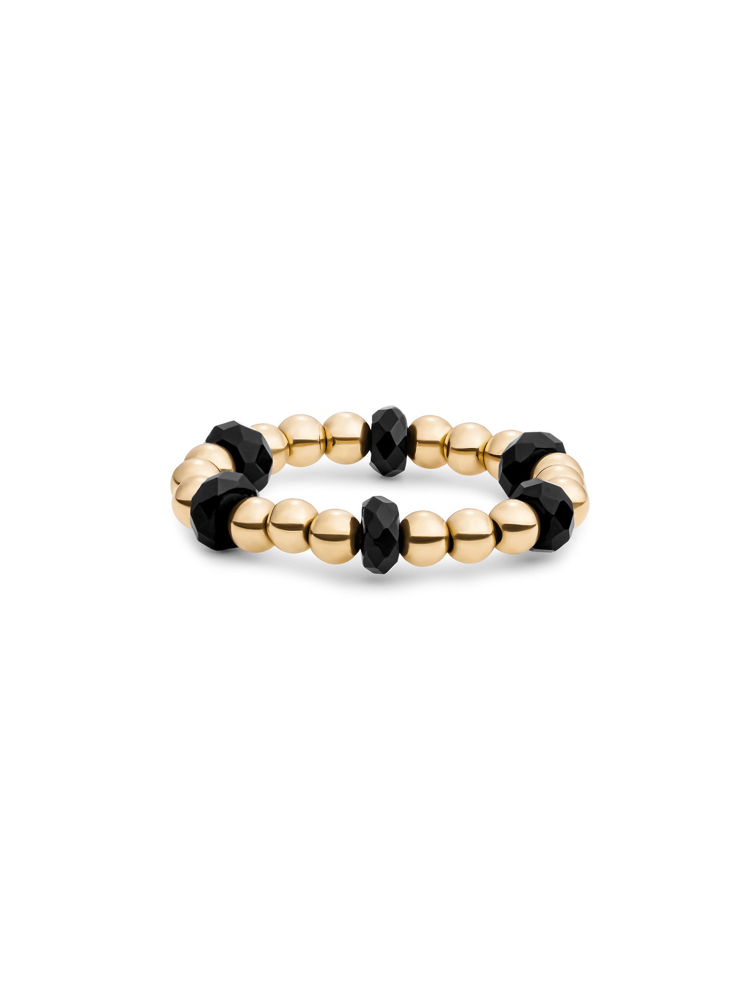 Kralen Ring Facet Roundel Onyx - Kralen Ring Facet Roundel Onyx