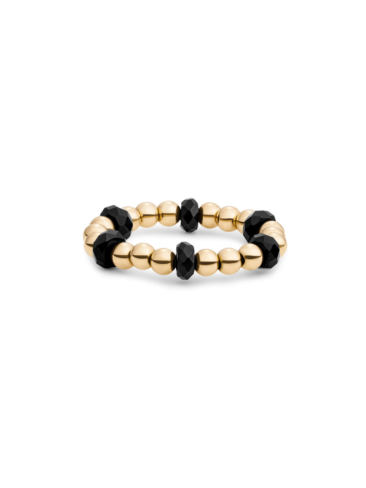 Kralen Ring Facet Roundel Onyx - Kralen Ring Facet Roundel Onyx