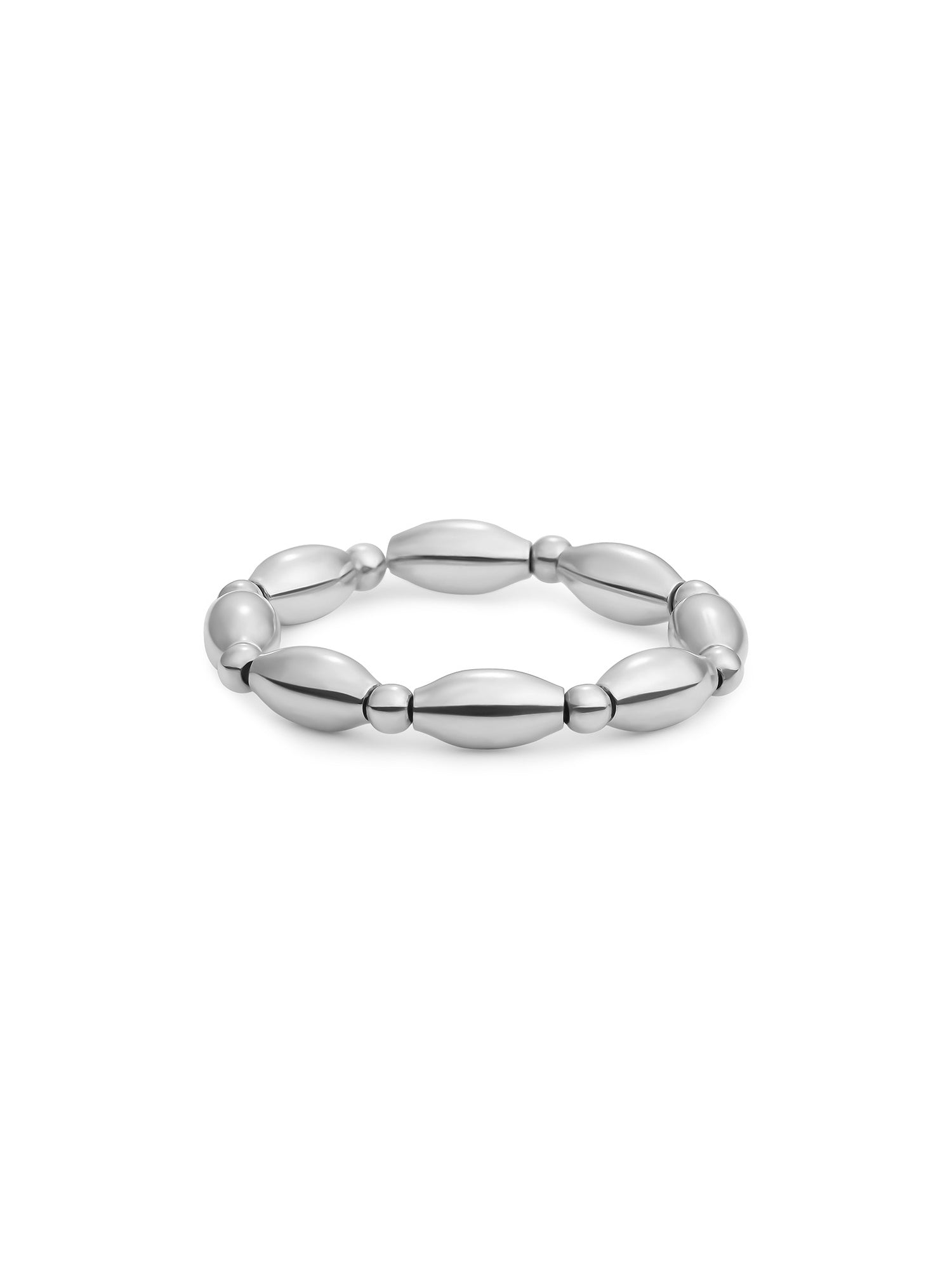 Rice Mix Ring - Rhodium Plated