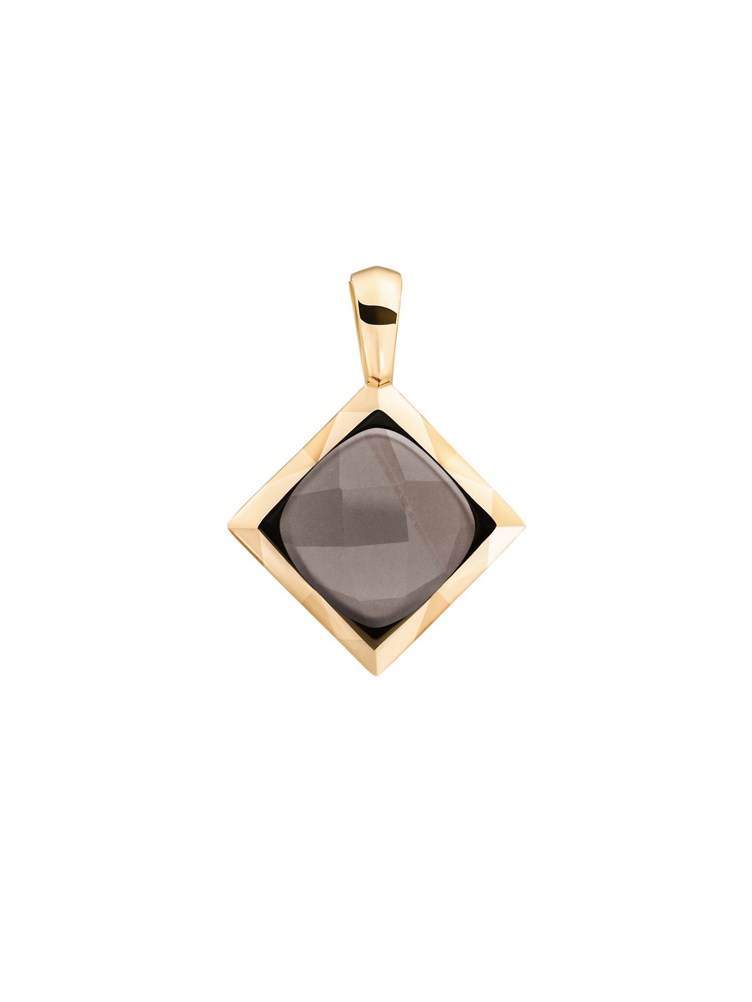 Cushion Cut Pendant Smoky Quartz - Gold Plated