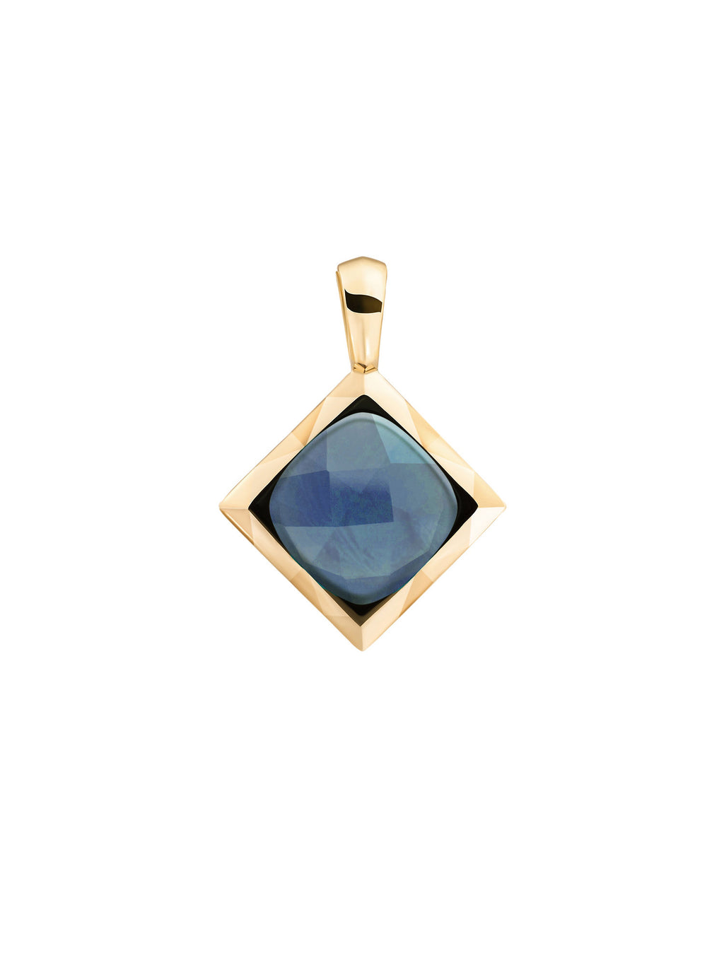 Cushion Cut Pendant Ocean Topaz Quartz - Gold Plated