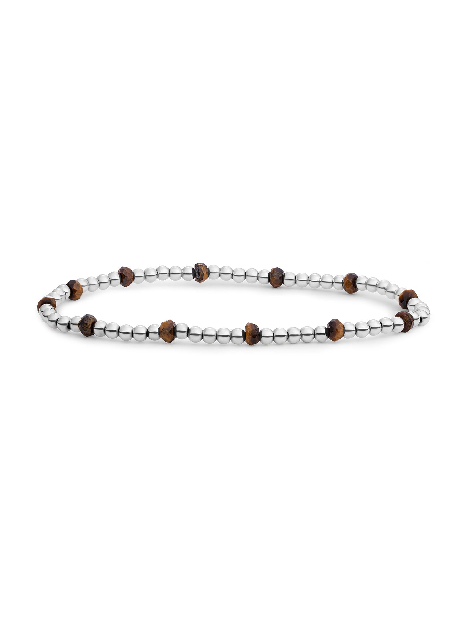 Reverse Roundel Armband Tiger Eye - Rhodium Plated