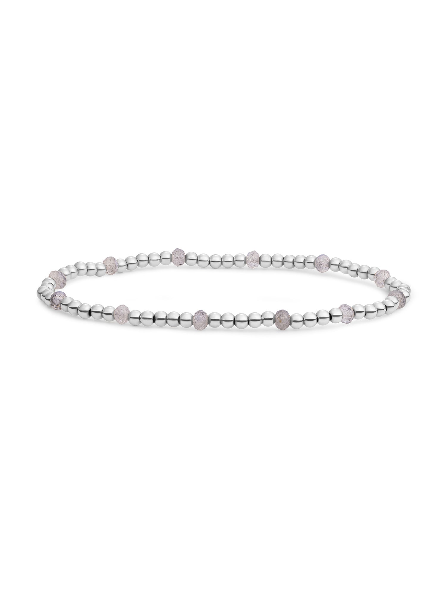 Reverse Roundel Armband Labradorite - Rhodium Plated