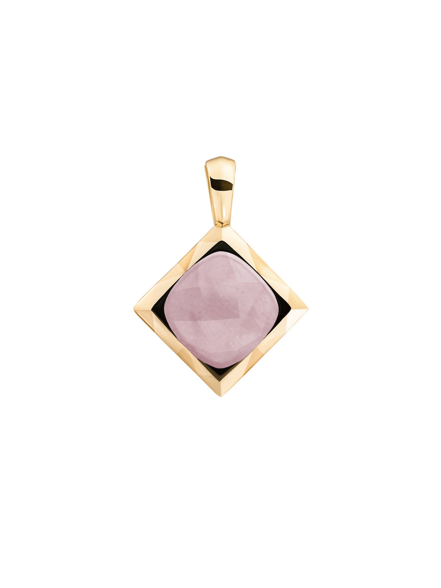 Cushion Cut Pendant Pink Opalite - Gold Plated