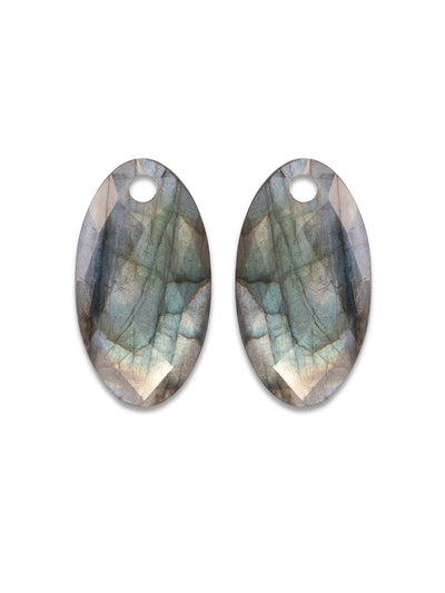 Oorbel Edelstenen Large Leaf Labradorite - Oorbel Edelstenen Large Leaf Labradorite