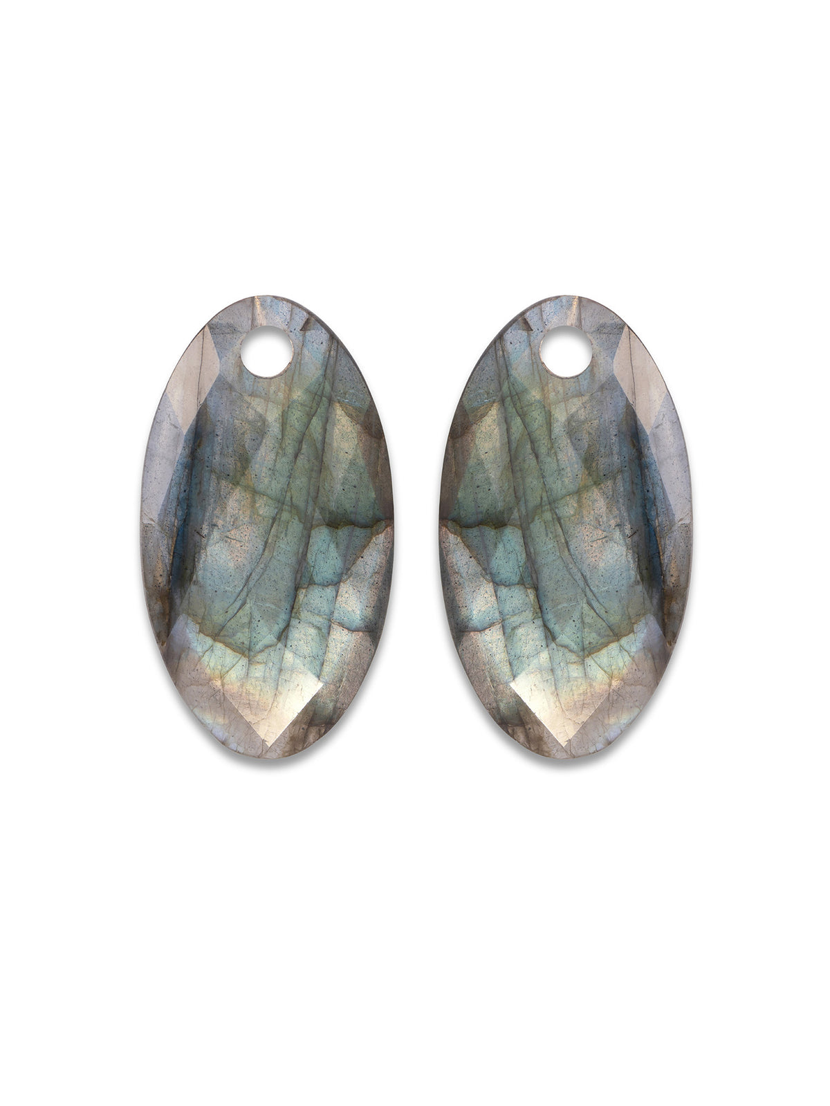 Oorbel Edelstenen Large Leaf Labradorite - Oorbel Edelstenen Large Leaf Labradorite