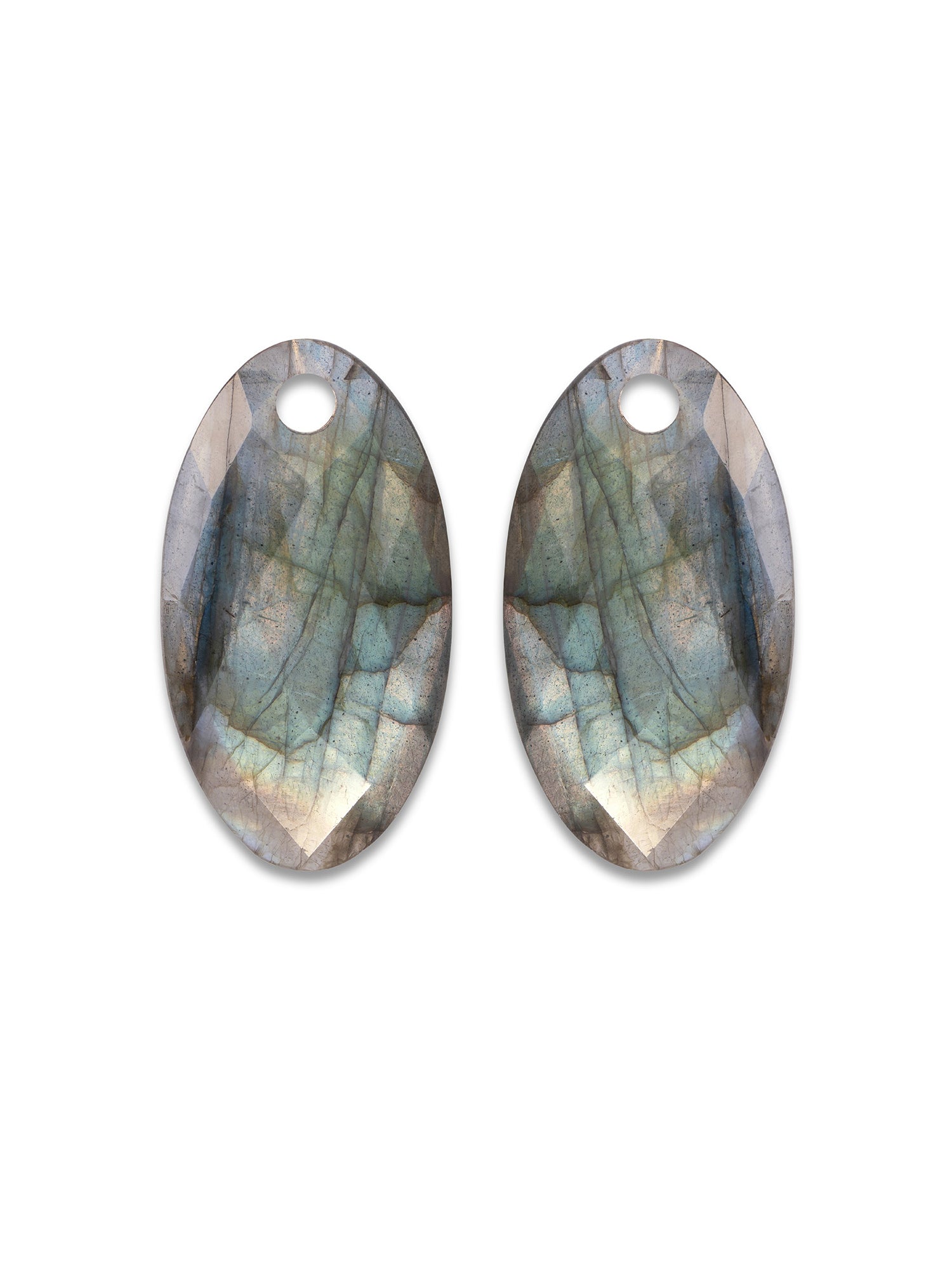 Oorbel Edelstenen Large Leaf Labradorite - Oorbel Edelstenen Large Leaf Labradorite