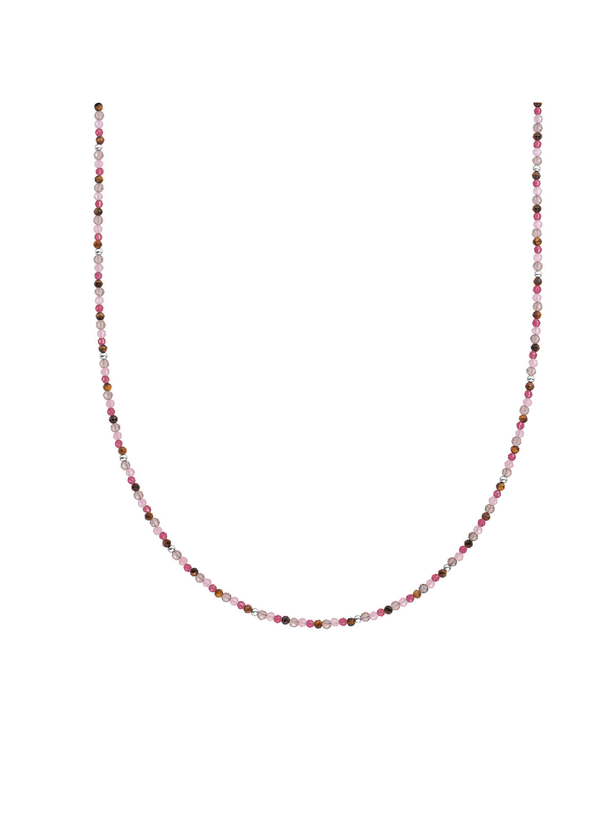 Kralen Ketting 2mm Multi Gem - Spice 42cm +2cm - Rhodium Plated