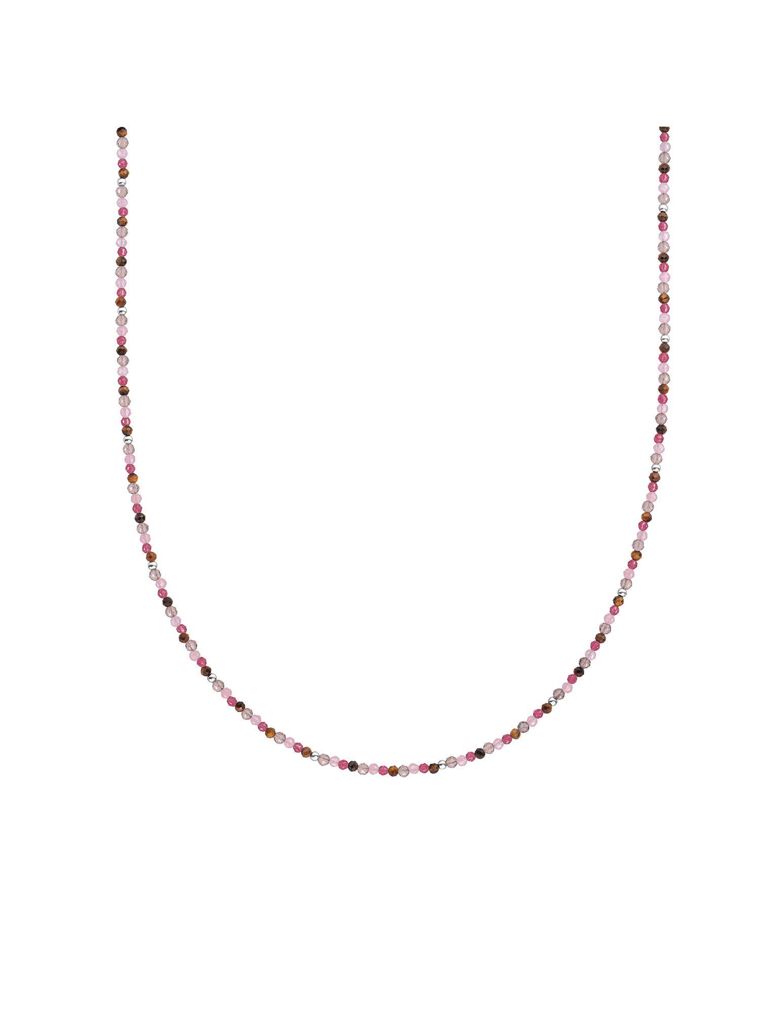 Kralen Ketting 2mm Multi Gem 42cm +2cm - Rhodium Plated