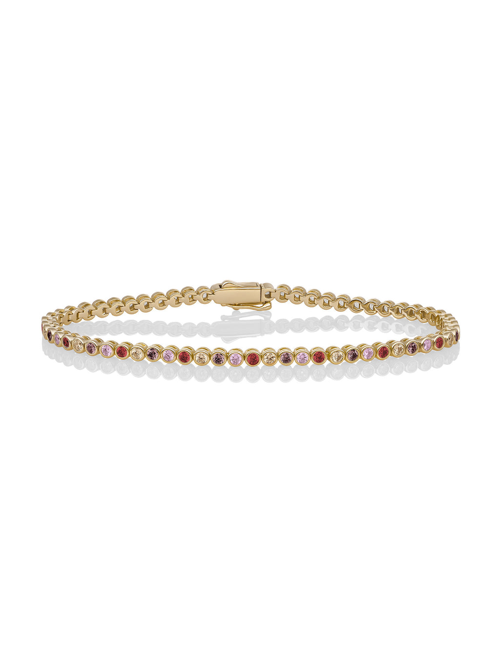 Tennis Armband Multicoloured Zirconia - Spice - Gold Plated / S