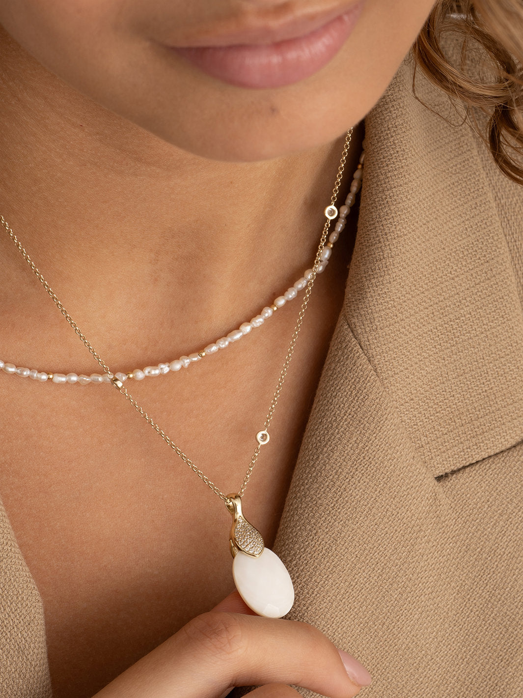 Pendant Edelsteen Medium Oval Mother of Pearl - Pendant Edelsteen Medium Oval Mother of Pearl
