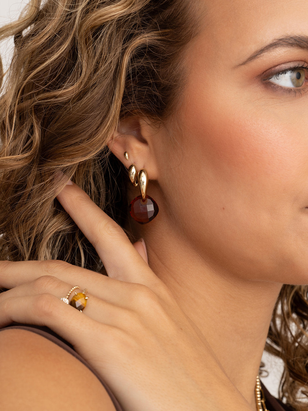 Oorbel Edelstenen Cushion Cut Citrine Quartz - Oorbel Edelstenen Cushion Cut Citrine Quartz