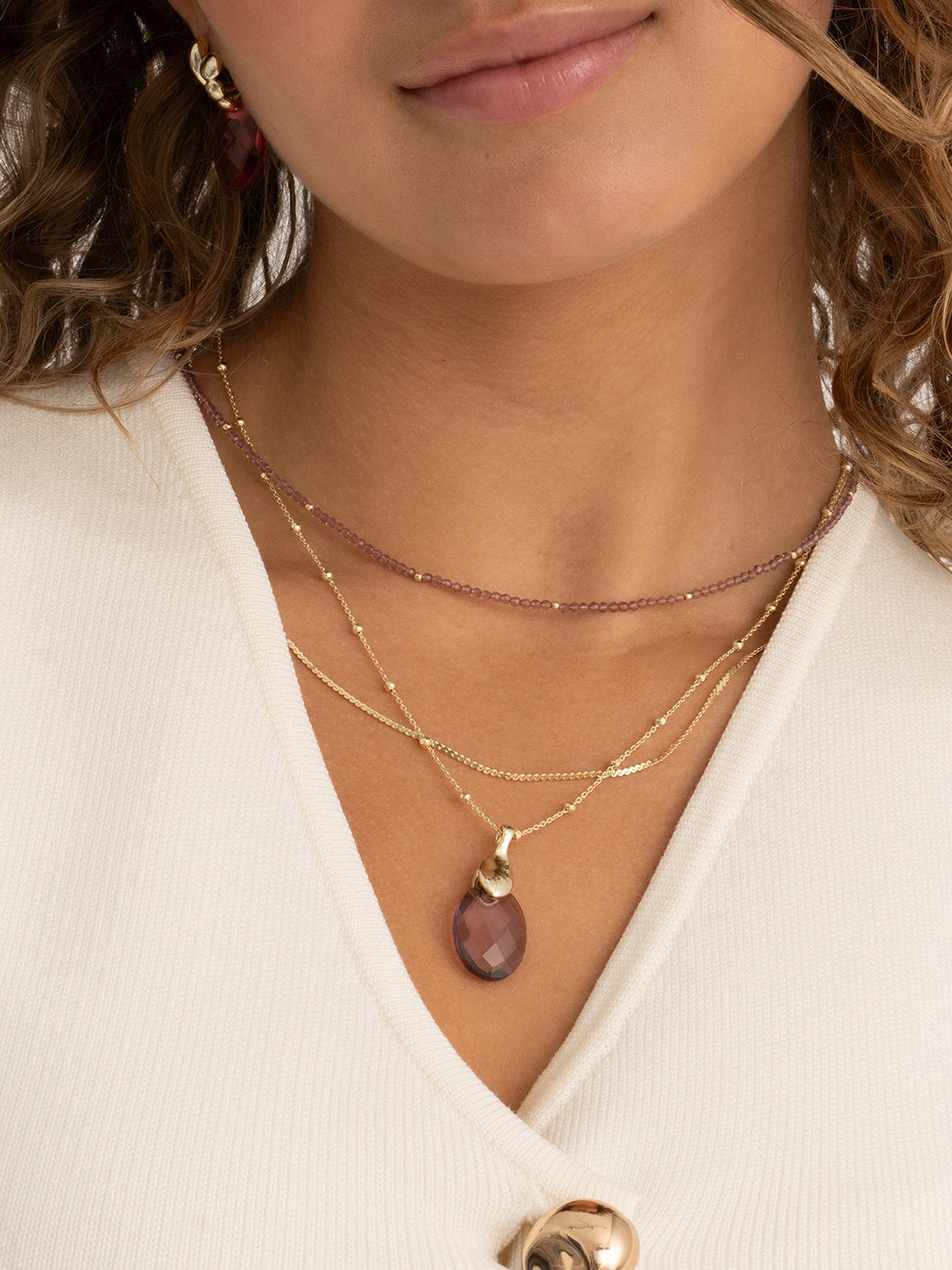 Pendant Edelsteen Medium Oval Aubergine Quartz - Pendant Edelsteen Medium Oval Aubergine Quartz