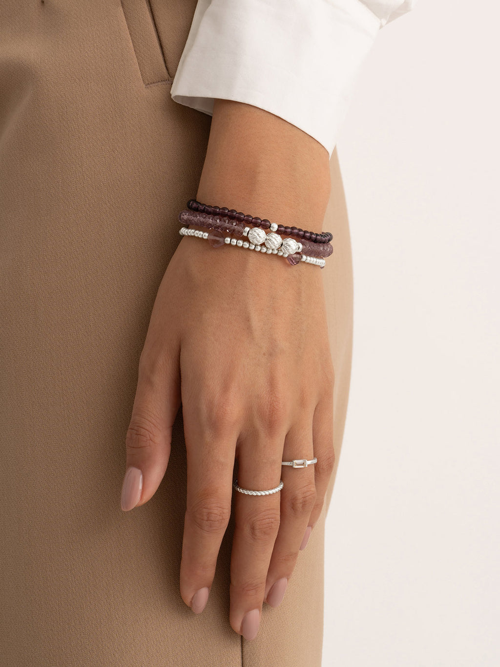 Cushion Cut Armband Aubergine Quartz