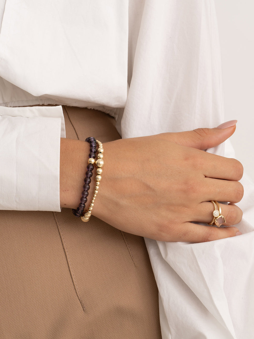 Saturn Armband Large Aubergine Quartz